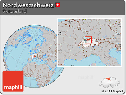 Gray Location Map of Nordwestschweiz, highlighted country, within the entire country