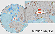 Gray Location Map of Nordwestschweiz, highlighted country, within the entire country, hill shading