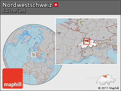 Gray Location Map of Nordwestschweiz, highlighted country, hill shading