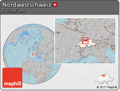 Gray Location Map of Nordwestschweiz, highlighted country, hill shading