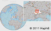 Gray Location Map of Nordwestschweiz, highlighted country, hill shading