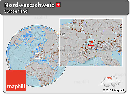 Gray Location Map of Nordwestschweiz, hill shading