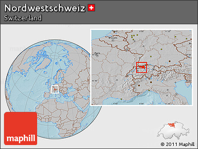 Gray Location Map of Nordwestschweiz, hill shading