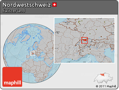 Gray Location Map of Nordwestschweiz, hill shading