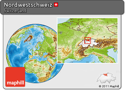 Physical Location Map of Nordwestschweiz, highlighted country