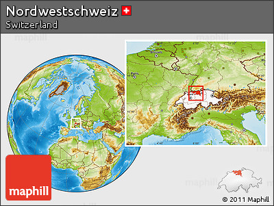 Physical Location Map of Nordwestschweiz, highlighted country
