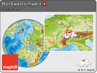 Physical Location Map of Nordwestschweiz, highlighted country