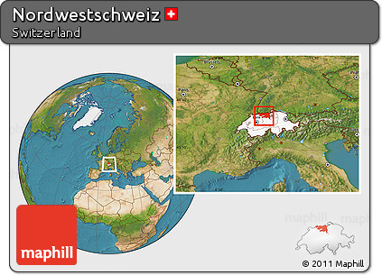 Satellite Location Map of Nordwestschweiz, highlighted country, within the entire country