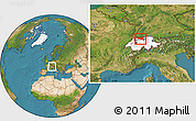 Satellite Location Map of Nordwestschweiz, highlighted country, within the entire country