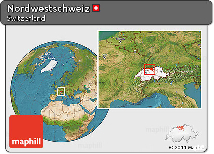 Satellite Location Map of Nordwestschweiz, highlighted country