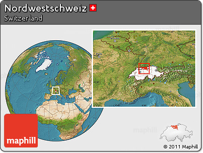 Satellite Location Map of Nordwestschweiz, highlighted country