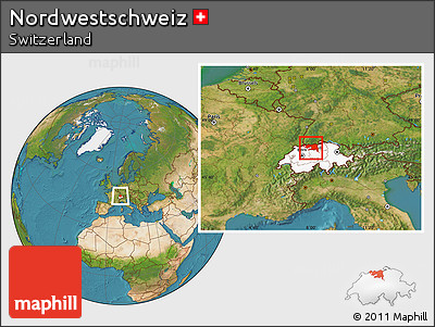 Satellite Location Map of Nordwestschweiz, highlighted country