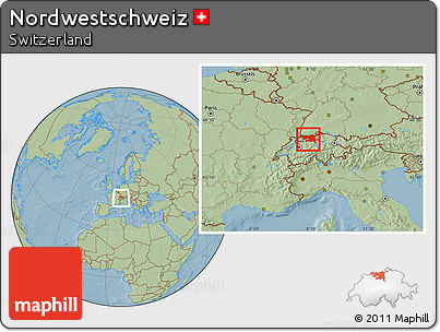 Savanna Style Location Map of Nordwestschweiz, within the entire country, hill shading