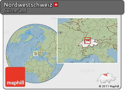 Savanna Style Location Map of Nordwestschweiz, highlighted country, hill shading
