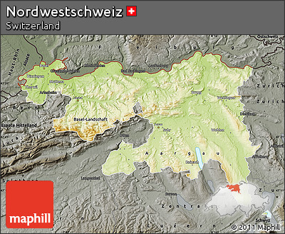 Physical Map of Nordwestschweiz, darken, semi-desaturated