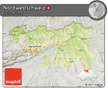 Physical Map of Nordwestschweiz, lighten, semi-desaturated