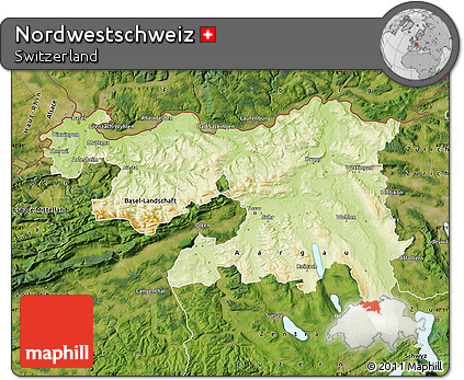 Physical Map of Nordwestschweiz, satellite outside