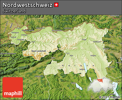 Physical Map of Nordwestschweiz, satellite outside