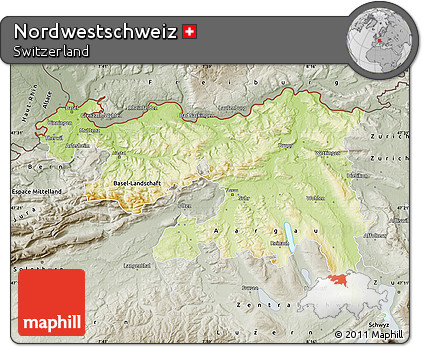 Physical Map of Nordwestschweiz, semi-desaturated