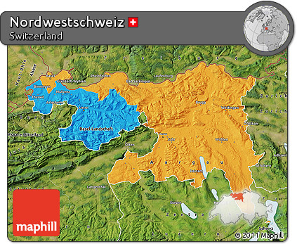 Political Map of Nordwestschweiz, satellite outside