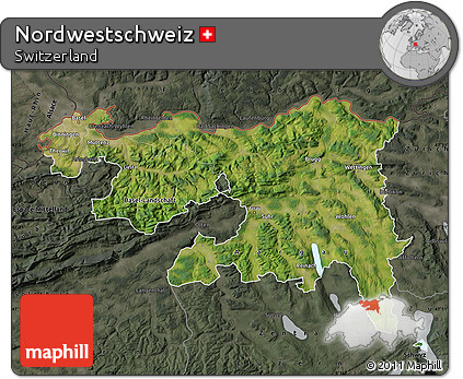 Satellite Map of Nordwestschweiz, darken, semi-desaturated