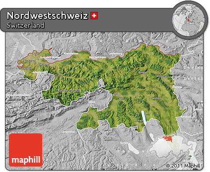 Satellite Map of Nordwestschweiz, lighten, desaturated
