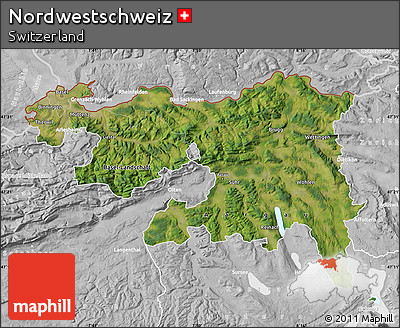 Satellite Map of Nordwestschweiz, lighten, desaturated