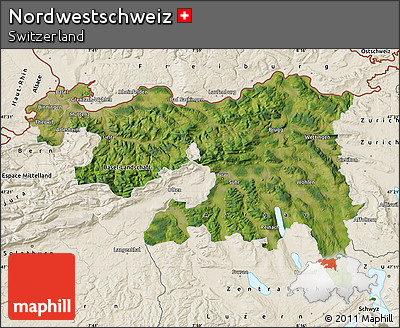 Satellite Map of Nordwestschweiz, shaded relief outside