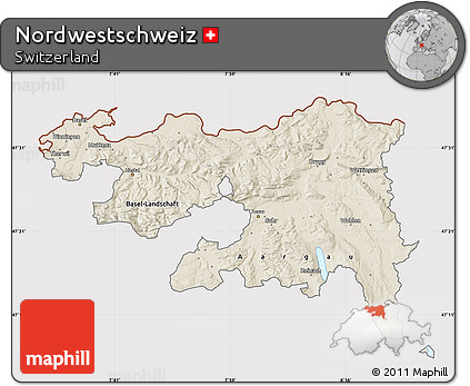 Shaded Relief Map of Nordwestschweiz, cropped outside