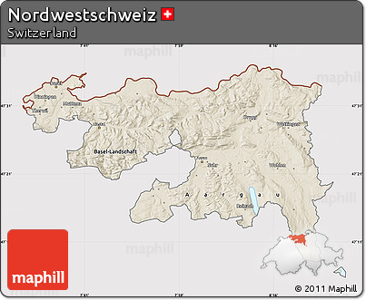 Shaded Relief Map of Nordwestschweiz, cropped outside
