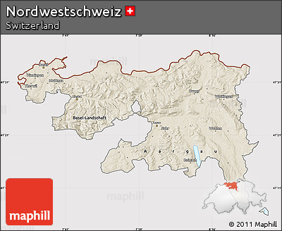 Shaded Relief Map of Nordwestschweiz, cropped outside