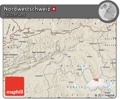 Shaded Relief Map of Nordwestschweiz