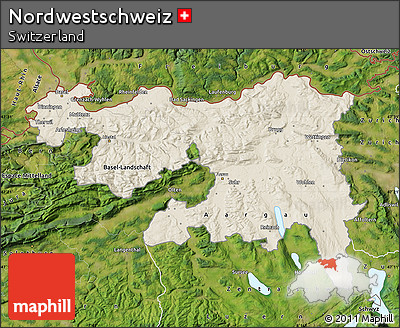 Shaded Relief Map of Nordwestschweiz, satellite outside