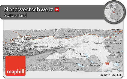 Gray Panoramic Map of Nordwestschweiz