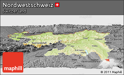 Physical Panoramic Map of Nordwestschweiz, darken, desaturated