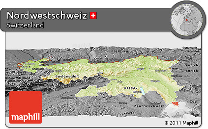 Physical Panoramic Map of Nordwestschweiz, darken, desaturated