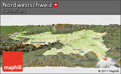 Physical Panoramic Map of Nordwestschweiz, darken