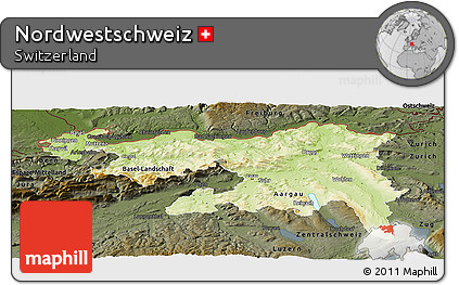 Physical Panoramic Map of Nordwestschweiz, darken