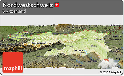 Physical Panoramic Map of Nordwestschweiz, darken
