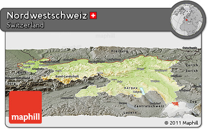 Physical Panoramic Map of Nordwestschweiz, darken, semi-desaturated