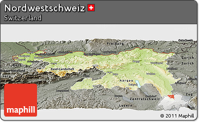 Physical Panoramic Map of Nordwestschweiz, darken, semi-desaturated