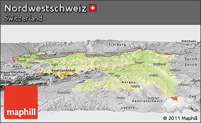 Physical Panoramic Map of Nordwestschweiz, desaturated