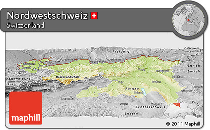 Physical Panoramic Map of Nordwestschweiz, desaturated