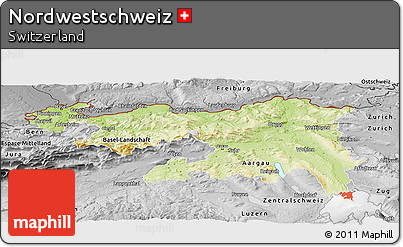 Physical Panoramic Map of Nordwestschweiz, desaturated