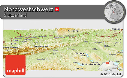 Physical Panoramic Map of Nordwestschweiz