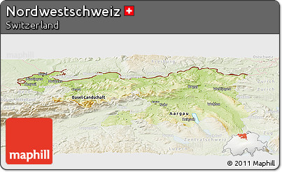 Physical Panoramic Map of Nordwestschweiz, lighten