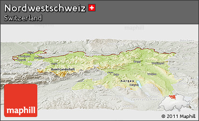 Physical Panoramic Map of Nordwestschweiz, lighten, semi-desaturated