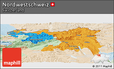 Political Panoramic Map of Nordwestschweiz, lighten