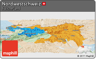 Political Panoramic Map of Nordwestschweiz, lighten