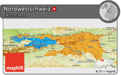Political Panoramic Map of Nordwestschweiz, physical outside